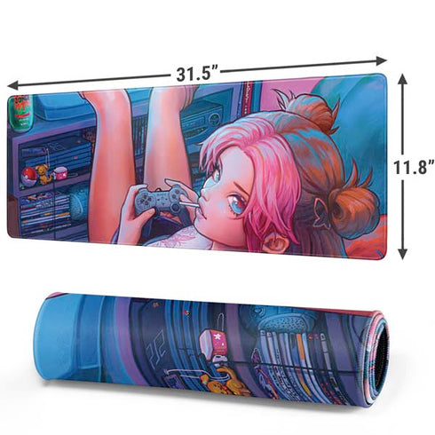 Pink Hair Anime Gamer Girl by Ivy Dolamore Gaming Mouse Pad